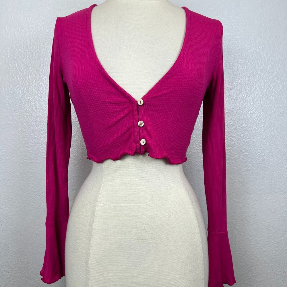 Free People Intimately Soul Mate Lounge Ribbed Pink Crop Top Size M